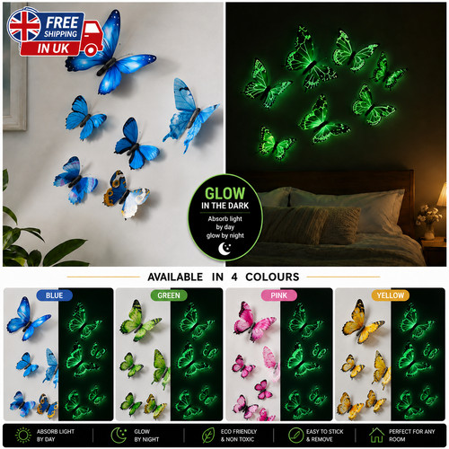 12pcs luminous butterfly - luminous,