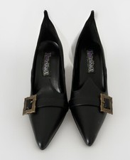 Funtasma Black Pointed High Heel Witch Spiderweb Shoes Buckle UK 3.5 Fancy Dress