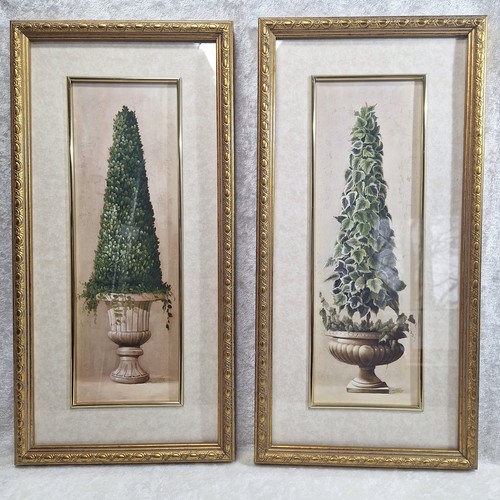 Pair topiary ivy signed - pair, of