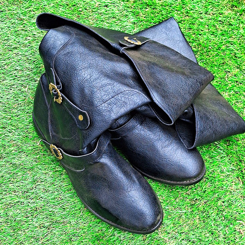 Men black leather - black,