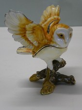 Treasured Trinkets Juliana Barn Owl Wings Spread Trinket Box  Enamel & Crystals