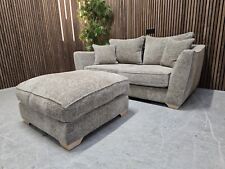 Designer Small Sofa & Combi Footstool In Mink Weave RRP-£1708