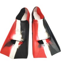 Swimz Short Blade Silicone Swim Training Fins - B/R/W - 37/38 (UK 4-5) - Used