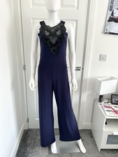 Lipsy Women's Navy Blue Sleeveless Sequin Jumpsuit Size 10