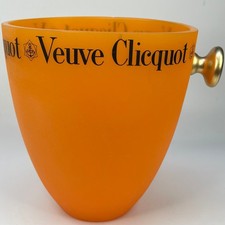 French Champagne Veuve Clicquot Ice Bucket In Bright Orange With Black Wording