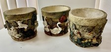 3 Vintage Shudehill Design 3d Farmyard Sheep/Geese/chicken Design Plant Pots 4”