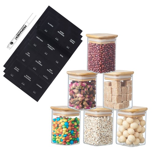 Square glass spice jars - square,