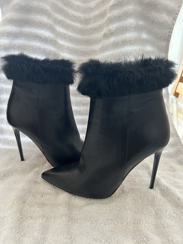 Black leather stiletto - black,