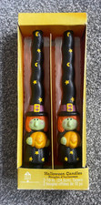 Set of 2 Vintage 10" Halloween Candles - Witch with Tall Hat & Pumpkin