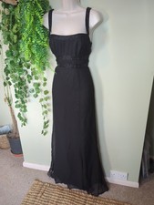 Pearce Fionda Black 100% Silk Beaded Maxi Dress Size 10 Gown Formal Occasion