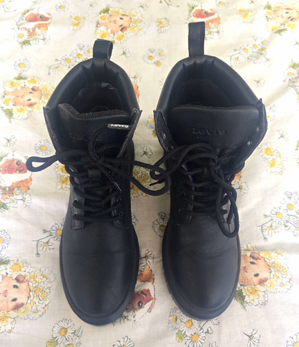 Levi black leather combat - black,