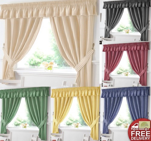 Gingham kitchen curtains - gingham, or