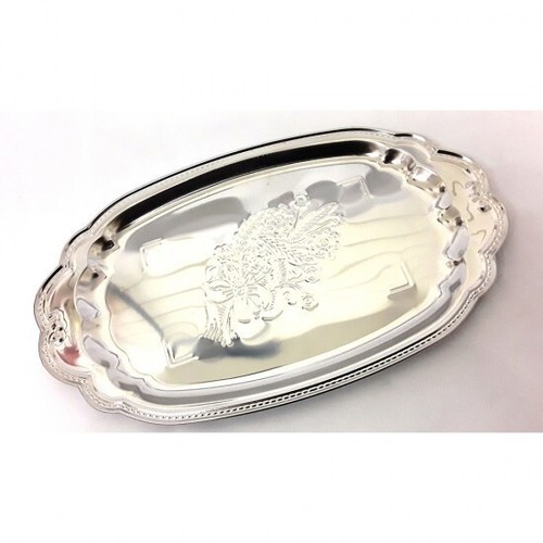 Oval serving tray stainless - 3x,