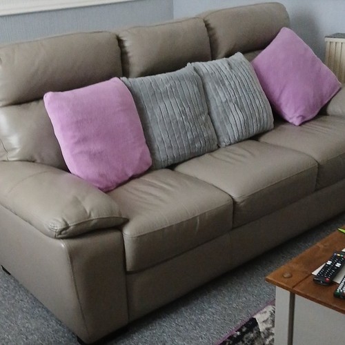 Grey leather seater sofa - 3,