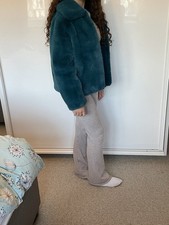 River Island Faux Fur Blue/teal Coat, Size S 
