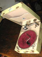 RARE National Band  Wind-up  Gramophone with Nursery Rhyme transfers. For Repair