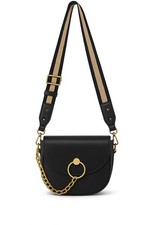 Charles & Keith Becca Chunky Chain-Link Crossbody Saddle Bag Black + Dust Bag