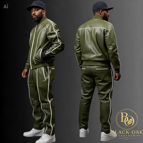 Men olive green - green, white