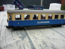 ZILLERTALBAHN BOGIE COACH BLUE CREAM 2nd CLASS PASSENGERS  H0E NARROW GAUGE