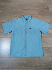 Vintage Lee Cooper Shirt Size XL Short Sleeve Double Chest Pocket Blue Green