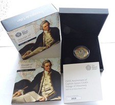 2018 Royal Mint Silver Proof £2 James Cook Voyage Of Discovery Cased W/COA/Outer