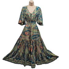 Summer Dress Flowy Full Flare Viscose Silk Blend Pockets One Size 8 10 12 14 16