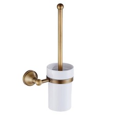 Toilet Brush Holder Antique Brass Bathroom Set Handle Round Cover Clean