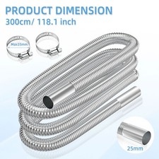 Parking Heater Exhaust Pipe 300cm Stainless Steel Exhaust Pipe With 2 Clamps UK