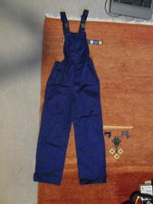 Work Dungarees, 100% Cotton, Navy Blue,  30” Waist, 29” Inside Leg
