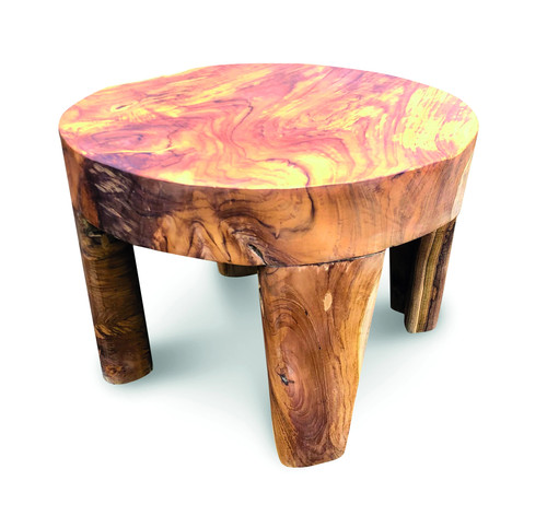 Solid teak round low lamp - round,