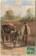 DONKEY AND CARRIAGE, RURAL, AMPUTEE, HARRY PAYNE - Art Postcard Tuck