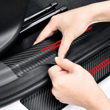 4x Carbon Fiber Car Door Plate Sill Scuff Anti Scratch Stickers Trim Accessories