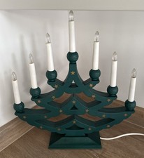 Vintage Christmas Candle Bridge Arch Decorative 7 Lights Working Green