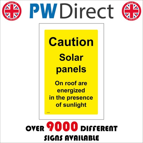 Sign caution solar panels - caution,