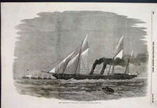 Original Old Antique Print 1856 Majesty Gun Boat Flying Fish 19th