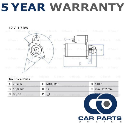 Starter motor cpo fits - motor,