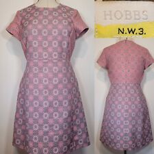 Hobbs NW3 Womens Dress Pink Grey Patterned Cap Sleeves Mini A-line Size 12