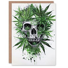 Hemp Leaves Growing on Skull
