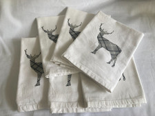 Set of 6 IKEA Table Napkins / Serviettes Cotton Deer Pattern 45cm / 16" square