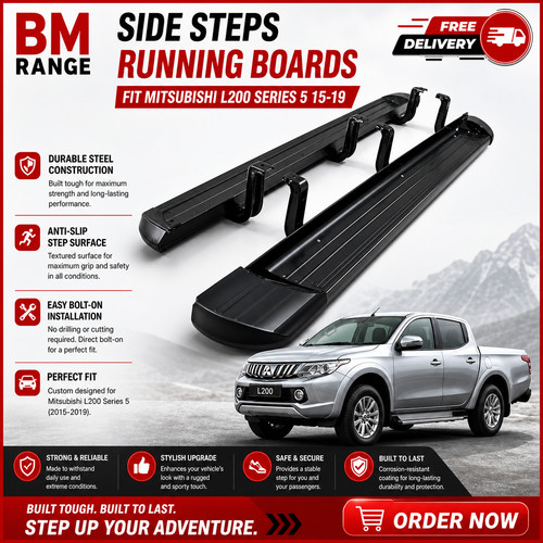 Black running board side steps - board,