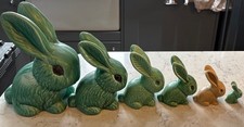 6 x Sylvac Snub Nose Bunnies 8” 6" 5" 4" 3” 2” Green  1027 1065 990 etc  