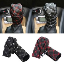 2pcs black leather car gear - black,