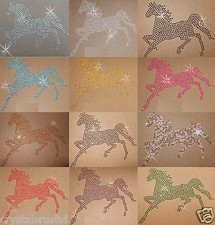 HORSE L 1col IRON-ON RHINESTONE CRYSTAL  BLING TSHIRT TRANSFER PATCH Applique