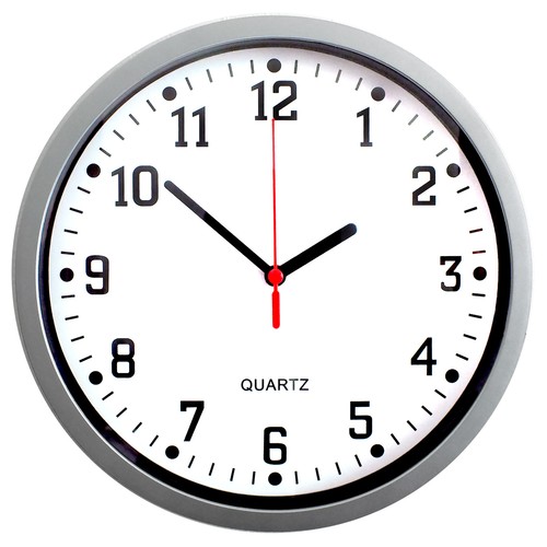 Silver quartz wall clock - silver,