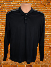 HUGO BOSS BLACK PLEINS POLO T-SHIRT TOP MEDIUM COTTON MENS SLIM FIT LONG SLEEVE