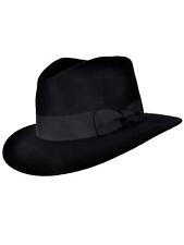 Classic Mens Fedora Hat | Authentic 1940s Look Black Pure Wool Mens Fedora Hat