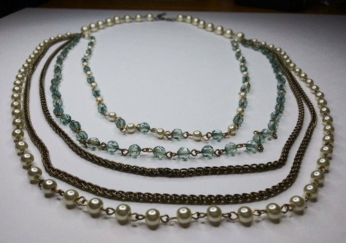 Faux pearl necklace - with, 5