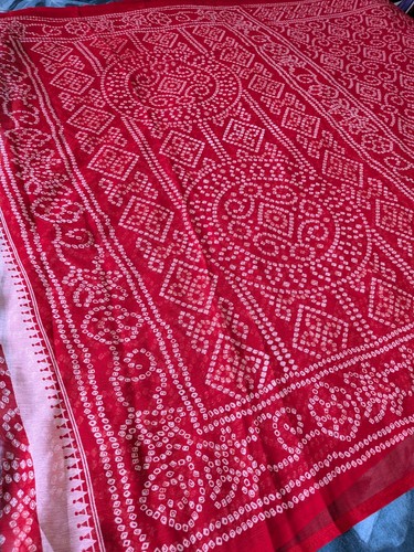 Red white bandhani indian - white,