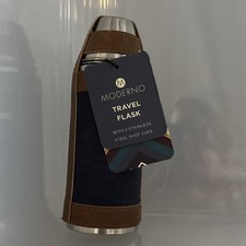 8oz MODERNO Travel Flask with 2 Stainless Steel Cups   Brand New.