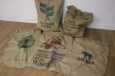 3 x Vintage Used Large Hessian Coffee Bean Sacks